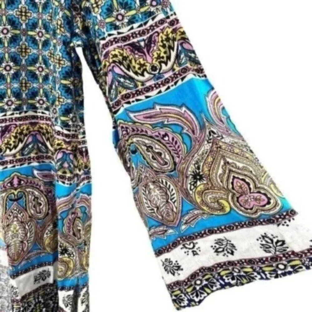 Chico’s Patchwork Linen Kimono Duster Jacket